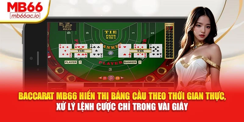 Baccarat MB66 hiển thị bảng cầu theo thời gian thực, xử lý lệnh cược chỉ trong vài giây
