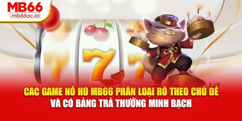 Các game nổ hũ MB66 phân loại rõ theo chủ đề và có bảng trả thưởng minh bạch