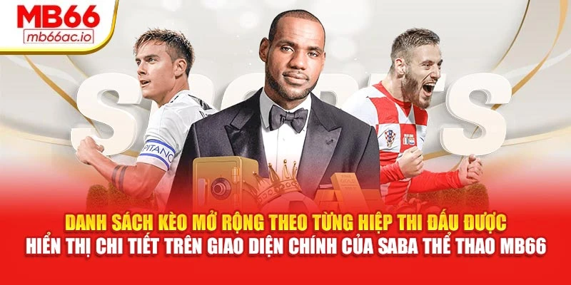 Saba Thể Thao MB66 Mang Đến Trải Nghiệm Cá Cược Thực Tế Danh sách kèo mở rộng theo từng hiệp thi đấu được hiển thị chi tiết trên giao diện chính của Saba thể thao MB66